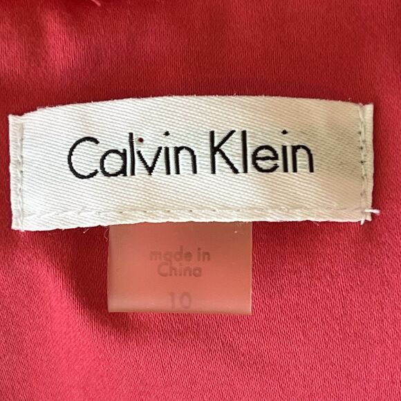 Calvin Klein Sleeveless Sheath Dress Hot Pink Pockets Lace Up V-Neck Size 10 - Picture 7 of 9